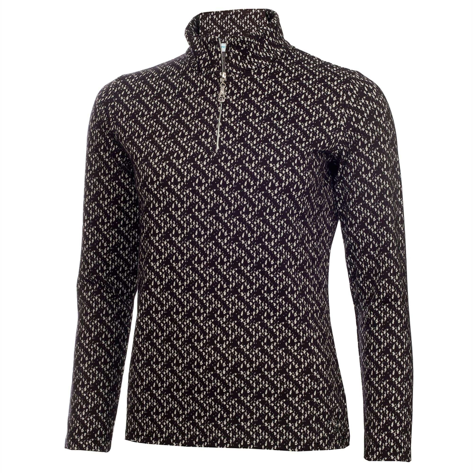 Green Lamb Kenza Jaquard Zip Neck Ladies Golf Top Black
